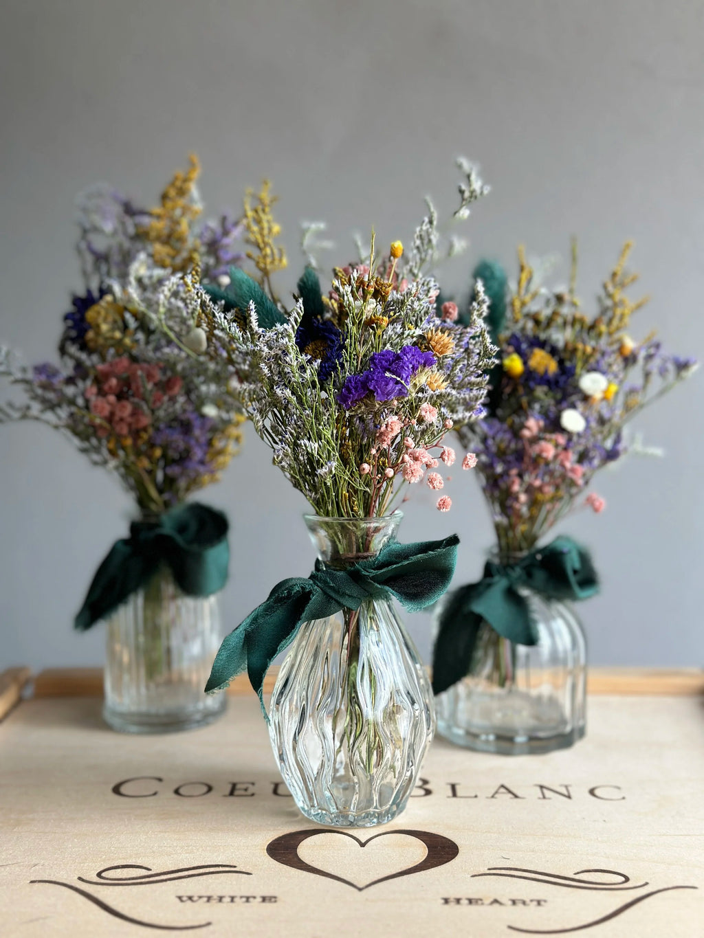Vintage Clear Glass Vase & Forever Floral Arrangement