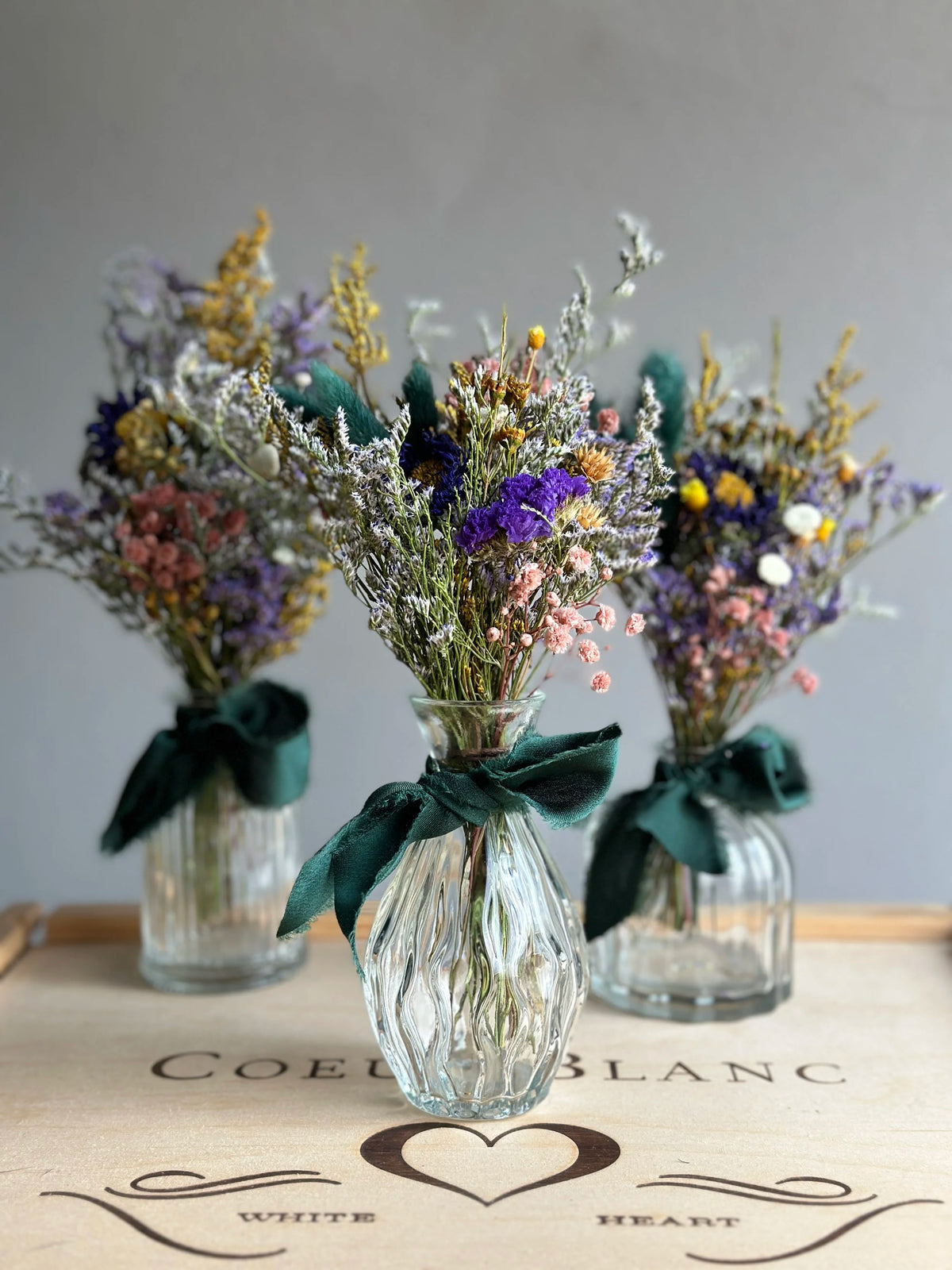 Vintage Clear Glass Vase & Forever Floral Arrangement