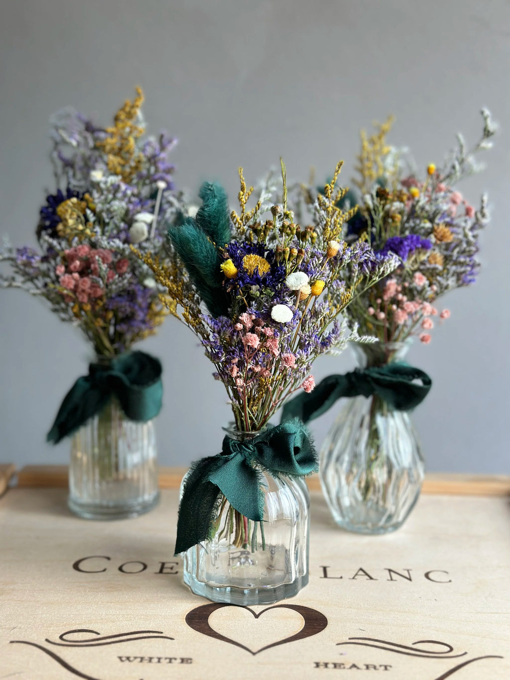 Vintage Clear Glass Vase & Forever Floral Arrangement