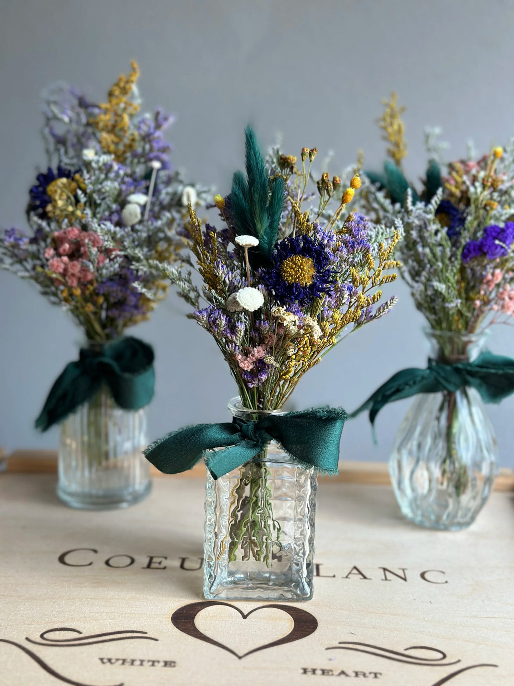 Vintage Clear Glass Vase & Forever Floral Arrangement