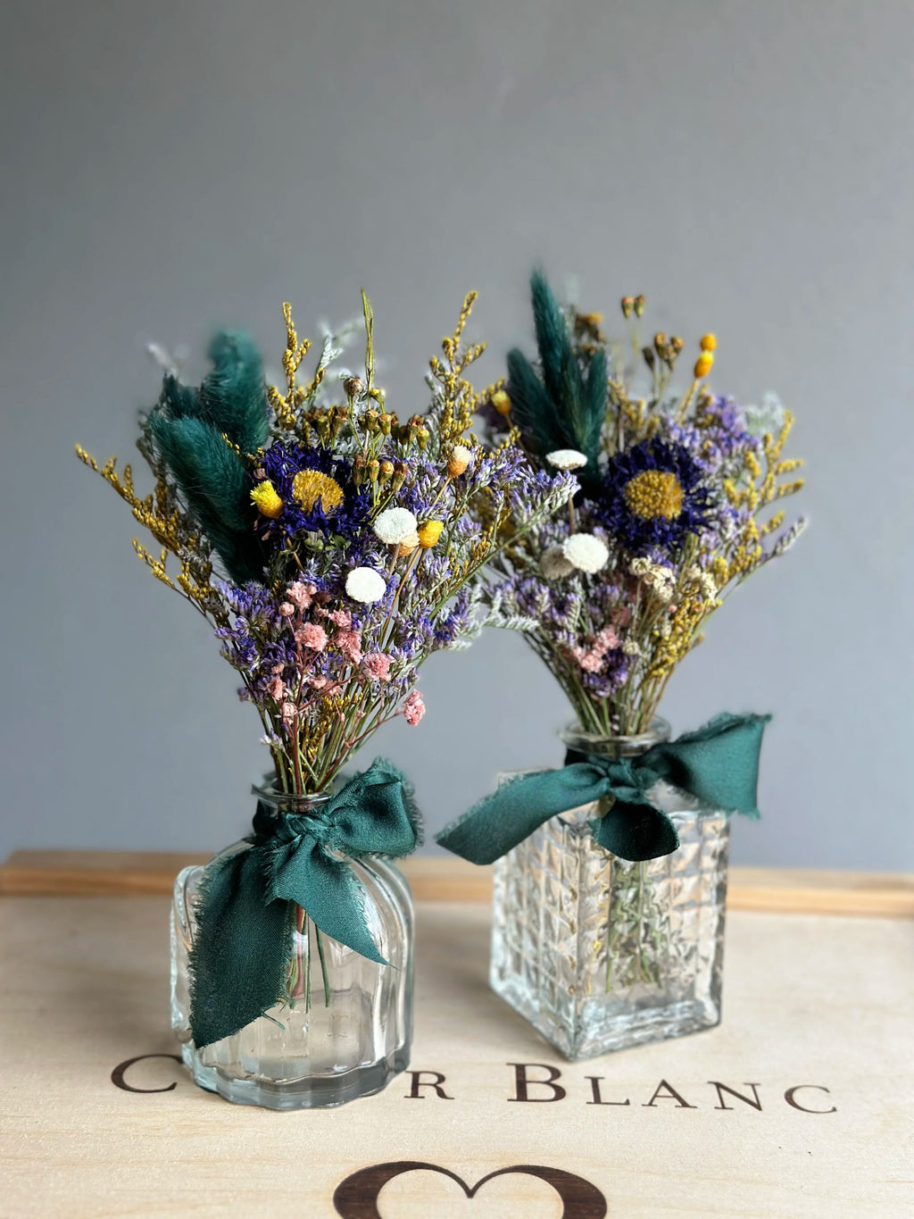 Vintage Clear Glass Vase & Forever Floral Arrangement