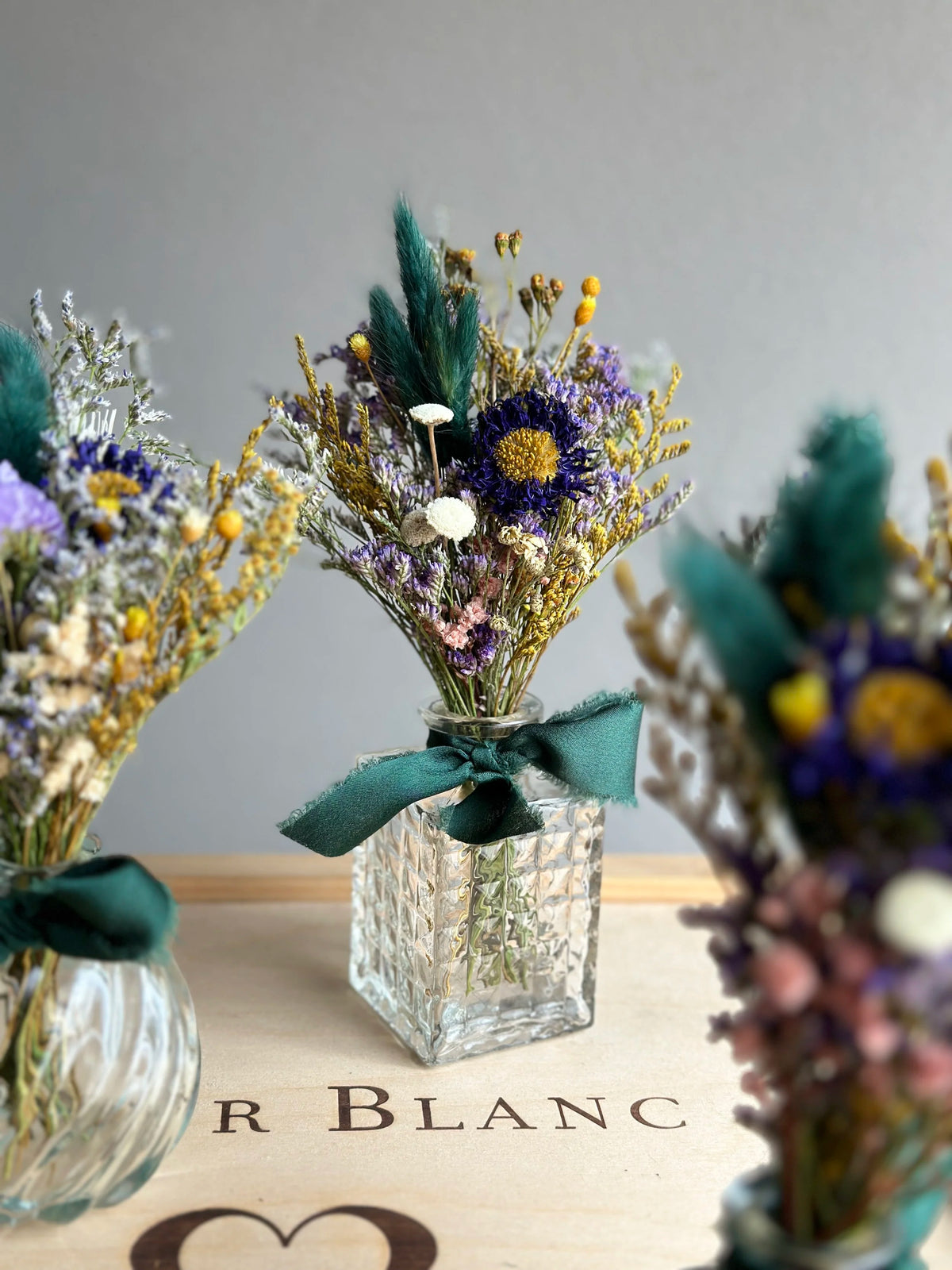 Vintage Clear Glass Vase & Forever Floral Arrangement